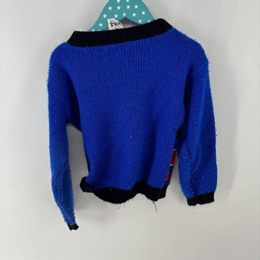 Vintage Disney Kid's Blue Red Black Long Sleeve Mickey Mouse Club Sweater Size 6 - Picture 5 of 7